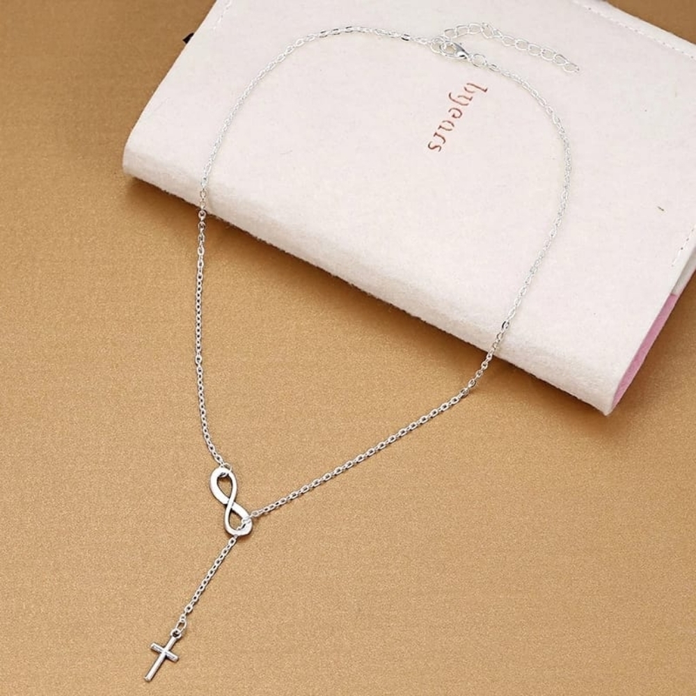 2021 word Infinity Tassel Cross Pendant Silver Col - Picture 2 of 6
